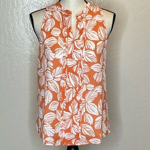 41 Hawthorn Breyson Pleat Detail Leaf Print Sleeveless Blouse Small